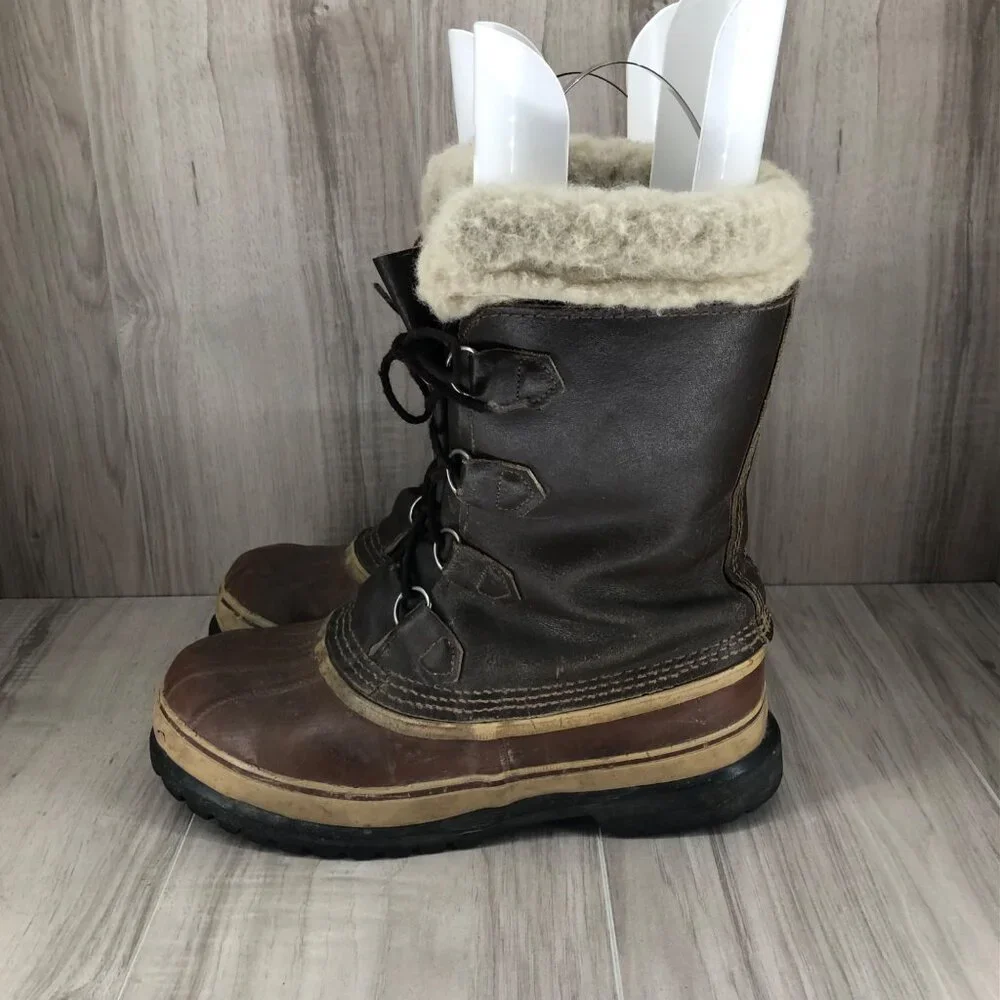 Kaufman Boots Mens 9 Brown Leather Duck Boot Winter Lined Lace Up